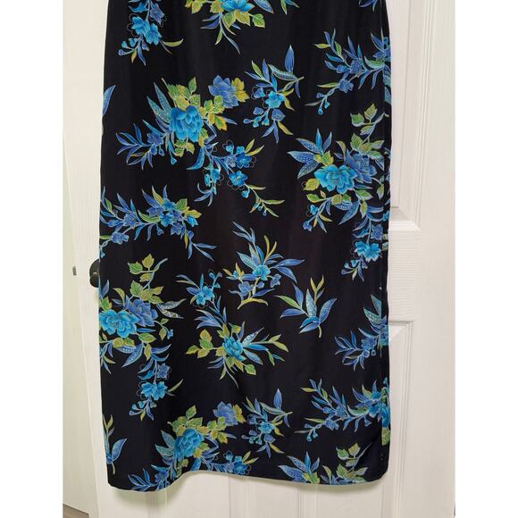 Studio I Women's Floral Blue Navy Sleeveless Maxi Dress Size 12 - Picture 4 of 12